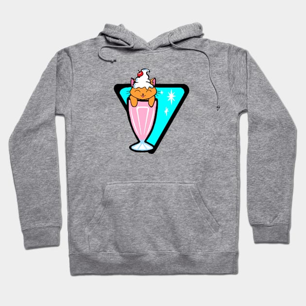 Retro Milkshake Kitty Hoodie by Mighty Fine Arts